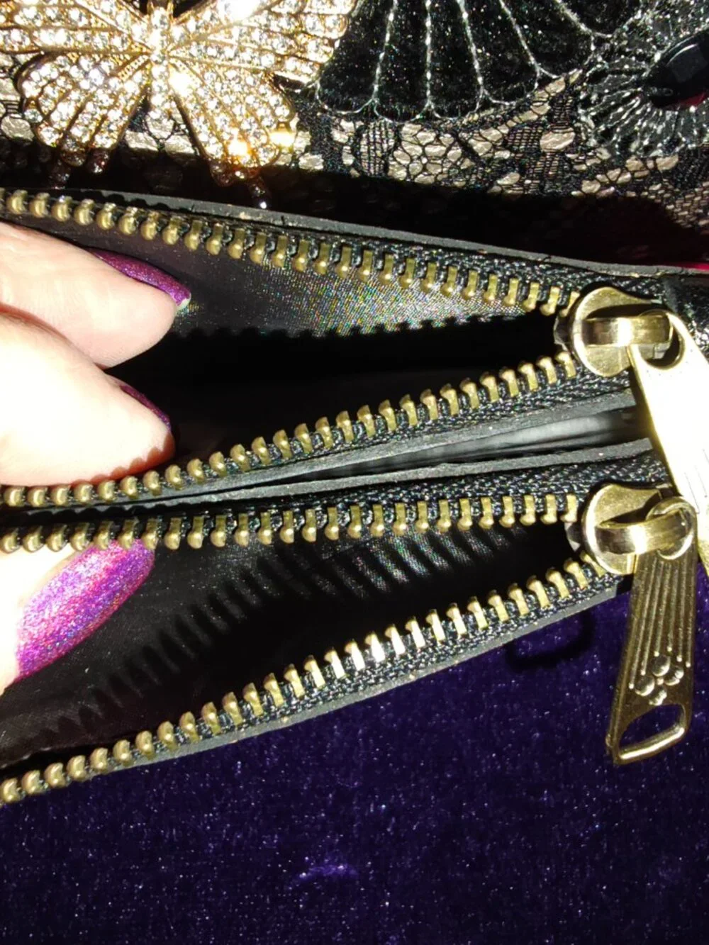 Frosting by Mary Norton Gold Leather and Lace Barrel Bag & Patricia Nash Wallet